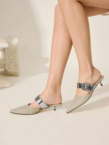 CUCCOO CHICEST 女士时尚银色条纹高跟鞋 - 銀色 - 查看 6