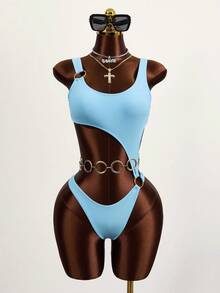 Zestiva 鏤空環鏈連體泳衣附沙灘裙