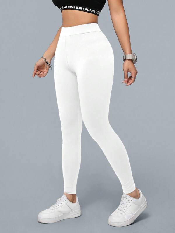 SHEIN Essnce Leggings lunghi casual da donna in vita alta per attività sportive, pantaloni da yoga, autunno/estate