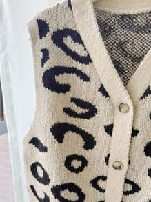 Teen Girl Minimalist Print Sleeveless Cardigan Fall Winter