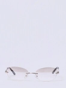 MUSERA Silver Rimless Y2K Fashion Glasses - Grey - View 2