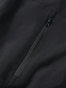 Manfinity Homme Men's Solid Color Zip-Up Casual Jacket, Autumn Lightweight Outdoor Windbreaker - Black - View 5