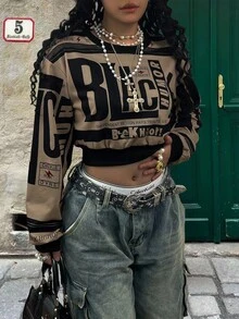 Rovax Plus Size Loose Short Crew Neck Drop Shoulder Long Sleeve Sweatshirt Winter Fall Autumn - Multicolor - View 1