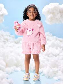 SHEIN X Care Bears 可爱白色卡通图案女孩男孩儿童一脚蹬花园木屐幼儿和儿童防滑透气速干水鞋，轻便耐用的 EVA 材质，适合室内、浴室、游乐场、游泳池、沙滩淋浴拖鞋凉鞋室内外