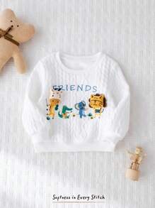 Cozy Pixies 男婴卡通动物图案针织柔软圆领长袖套头衫 - 彩色 - 查看 5