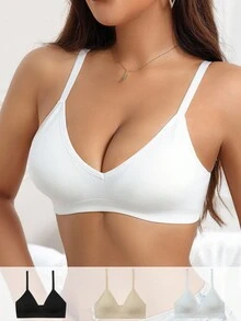 SHEIN Set de 3 piezas de ropa interior de mujer sin costuras y acanalada - Multicolor - Ver 3