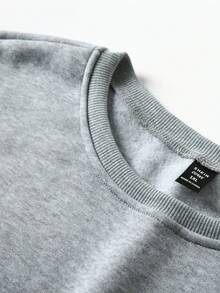 EMERY ROSE 1pc Women's Casual Round Neck Sweatshirt, Letter Printed Autumn And Winter Long Sleeved Pullover, Gray Sportswear Fall Cloth For Women