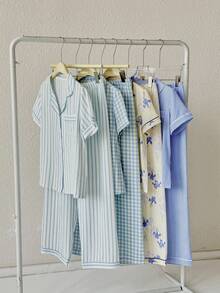 CottageSlumber Bộ đồ ngủ cardigan 4 món in họa tiết bong bóng - Nhiều màu - Xem 4