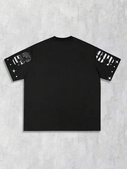 Street Life Men's Summer Letter & Figure Print Round Neck Short Sleeve Casual T-Shirt