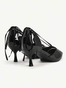 CUCCOO CHICEST Fashionable Elegant Lace-Up Pointed Toe High Heels - Black - View 8