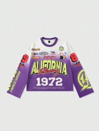 Street Life Tee-shirt de sport à manches longues style ample et court pour homme, pour l'automne