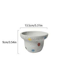 Joivida 1 Peça Vaso de Cimento Artístico, Simples e Personalizado em Estilo Nórdico para Plantas Suculentas em Vaso, Decoração Redonda de Plantas para Uso Interno - Bege - Visão 3