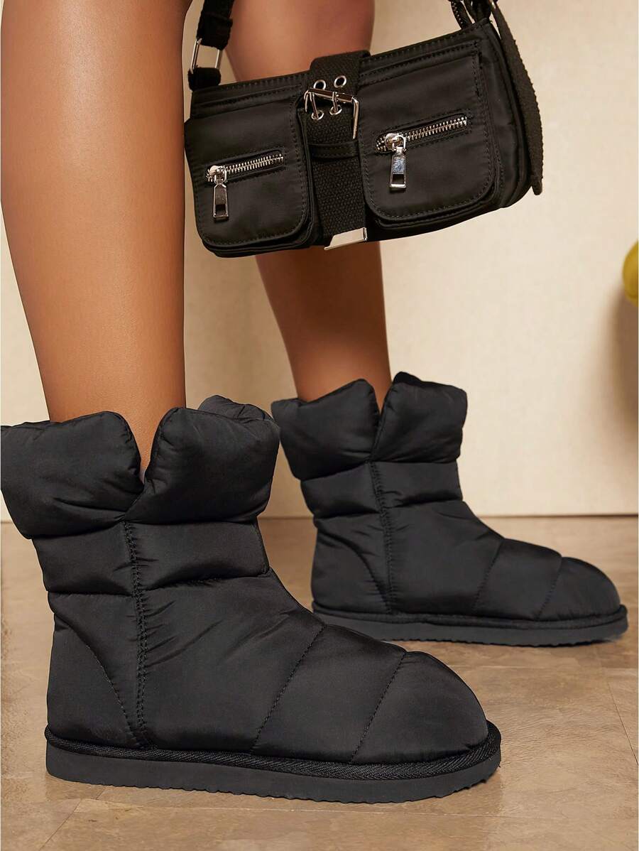 SHUZIA Botines acolchados con detalle de puntadas y punta redonda - Negro - Ver 1
