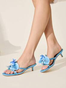 CUCCOO CHICEST Giày cao gót thấp gót vuông họa tiết hoa diên vĩ vàng dành cho nữ, thanh lịch, thích hợp cho kỳ nghỉ, hẹn hò, bãi biển, phong cách Boho, mùa hè - Màu xanh bạc hà - Xem 3