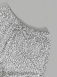 EURMUSE Spodnie i szorty damskie bawełniane, 2 szt., wzór w panterkę, z imitacją sznurka, do spania, odzież domowa