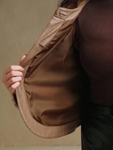 Anewsta Plus Size Women Faux Fur Single-Breasted Long Sleeve Jacket, Fashion For Autumn/Winter - Brown - View 8