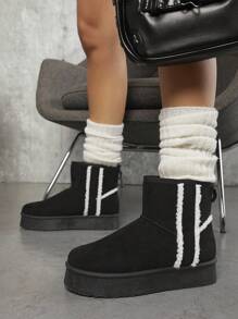 SHUZIA Women's Black And White Versatile Ankle Boots And Short Boots - Black - View 1