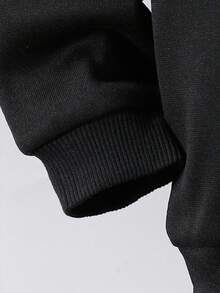 SHEIN 2pcs/Set Tween GirlsGirls Black Hoodie Sweatshirt & Elastic Cuff Knit Pants Casual Creative Letter Graphic Print Outfit Slay All Day Outfit Slay All Day Sweatsuit Hoodie Set Sweat Set 2 Piece Set Fall Winter - Black - View 5