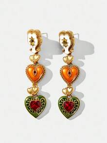 Maija Elegant Vintage Palace Style Heart Rhinestone Earrings For Women