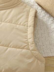 SHEIN Vintaside Kids 休闲纯色拉链无袖男童冬季外套，开学季