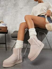 SHUZIA Women's Plain Versatile Ankle Boots And Short Boots - Beige - View 5