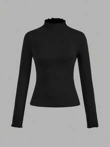 SHEIN EZwear 2 件套黑色和杏色休闲紧身长袖 T 恤，秋冬 - 彩色 - 查看 6