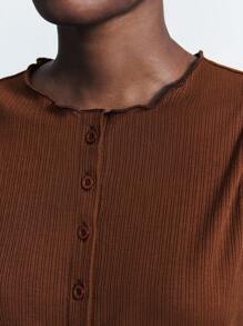 Maija Modern City Rust Brown Ribbed Sleeveless Button Up Tank Top,Summer Casual Occasion Cardigan Top For Women,Back To School Night Out Old Money Style - Coffee Brown - View 4