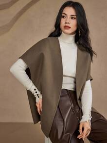 DAZY Abrigo elegante y minimalista de moda para mujer, chaqueta de otoño/invierno para uso casual y de oficina