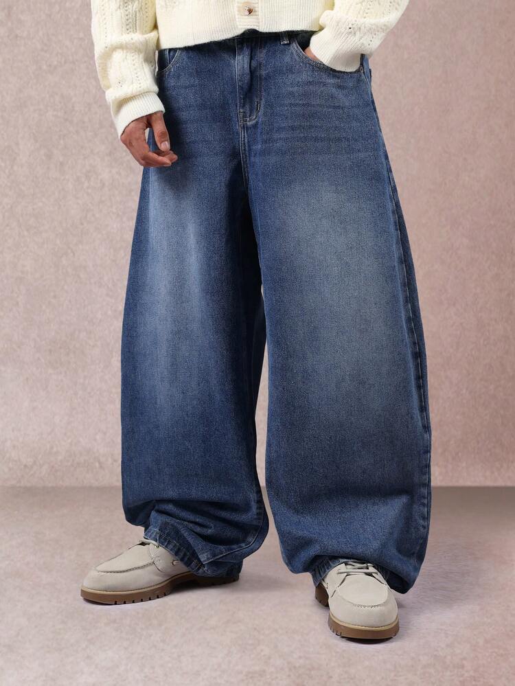 Wide Leg Denim Jeans With Relaxed Fit