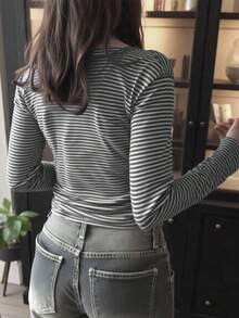 INAWLY Women's Casual Striped Long Sleeve T-Shirt, Spring/Autumn Fall Cloth For Women