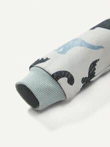 Cozy Pixies Baby Boy Sporty Cartoon Dinosaur Printed Round Neck Long Sleeve Sweatshirt,In Fall/Winter - Multicolor - View 5