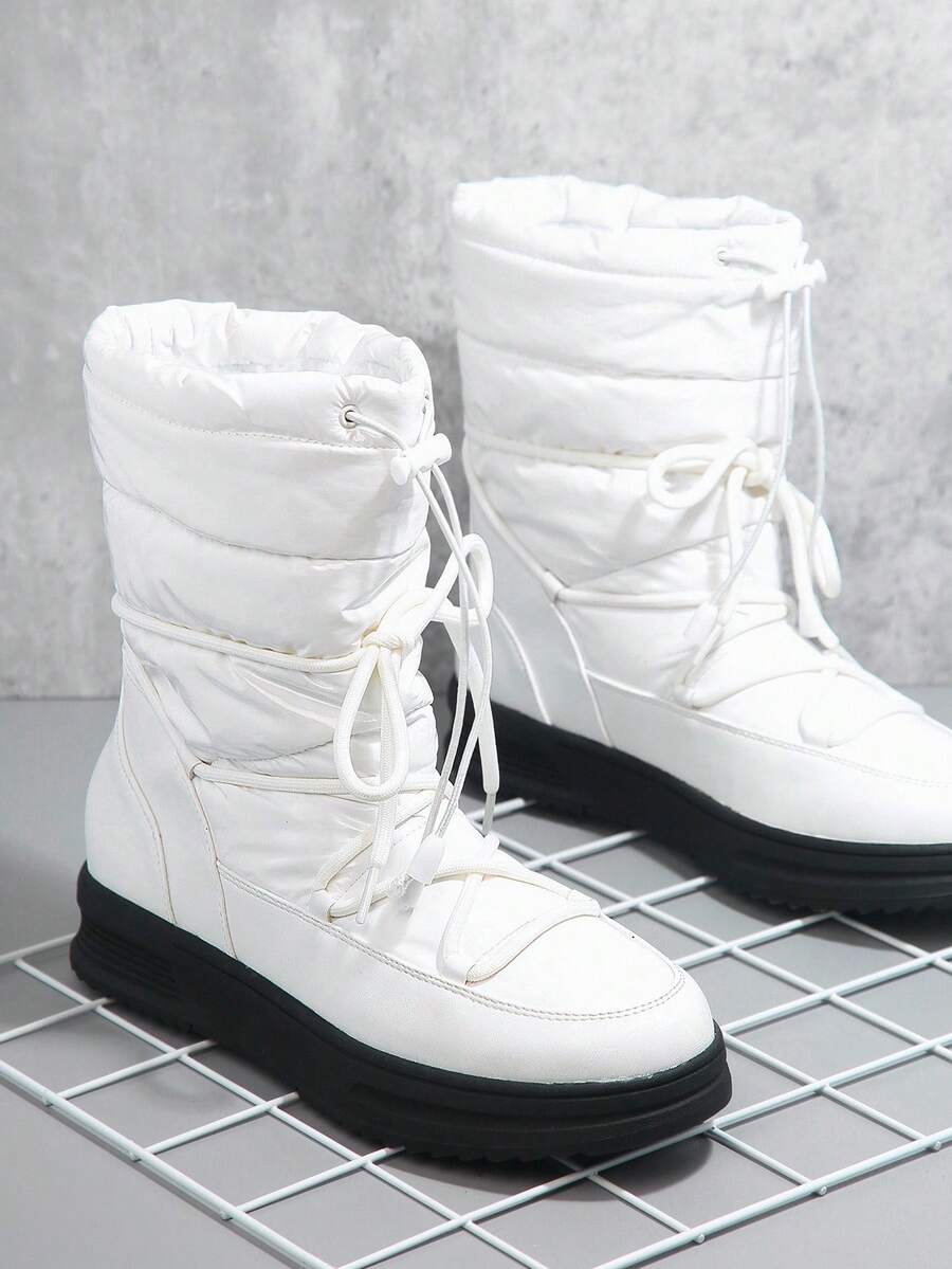 SHUZIA Lace-Up Lug Sole Boots - White - View 1