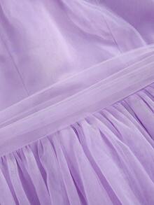 Elegant Light Blue Summer Lace Wedding Dress,Tween Girls Luxurious Light Purple Halter Neck Sleeveless Mesh Dress For Party,Flower Girl,Banquet - Mauve Purple - View 4