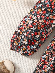 Emery Rose Kids Emery Rose Kids Tween Girl Ditsy Floral V Neck Lantern Long Sleeve Casual Boho A-Line Dress,Autumn Winter - Black - View 7