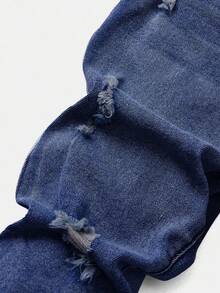 SHEIN Celana Jeans Kasual dengan Kancing dan Saku untuk Anak Laki-Laki, Celana Jeans Sobek untuk Anak Laki-Laki, Celana Jeans Balita Laki-Laki, Celana Jeans Anak, Celana Jeans Sobek untuk Anak - Dark Wash - View 3