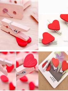 10/20/50PCS Heart-Shaped Wooden Clothespins,Wooden Clips For Photo Clips , Mini Decorative Wooden Pegs, For Crafts, Drying Clothes, Photo Folder, Wedding Party Favors, Hanging Postcards, DIY Decor, Clothes Pins, Family Wedding Valentine's Day Decoration Stationery Decoration, Useful Gadgets - Multicolor - View 15