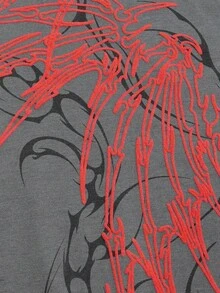 ROMWE MEN Goth Punk Muster Street Style Rundhals Kurzarm T-Shirt für Herren