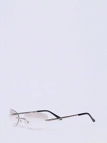 MUSERA Silver Rimless Y2K Fashion Glasses - Grey - View 4