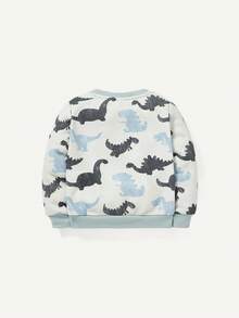 Cozy Pixies Baby Boy Sporty Cartoon Dinosaur Printed Round Neck Long Sleeve Sweatshirt,In Fall/Winter - Multicolor - View 2