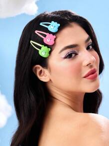 SHEIN X Care Bears 6pcs Cute 3D Bear Design Hair Clips For Women & Girls - Multicolor - View 6