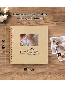 SHEIN Álbum de recortes DIY de 8x8 pulgadas/10x10 pulgadas con 40 páginas/20 hojas, tapa dura de papel kraft, álbum de fotos, libro de recuerdos para bodas, aniversarios y familia