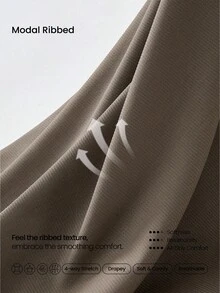 GLOWMODE 莫代尔罗纹直筒裤内置可调节抽绳腰运动裤带侧袋休闲日常穿着 - 棕色 - 查看 5