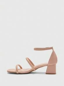CUCCOO BIZCHIC CUCCOO Women's Square Toe Buckle Design Fashionable High Heel Sandals For Daily Wear - Apricot - View 9