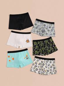6件装男童笑脸图案舒适成长内裤，平角内裤 - 彩色 - 查看 5