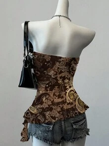 SHEIN EZwear 女士休闲简约腰果印花吊带背心 - 白色 - 查看 2