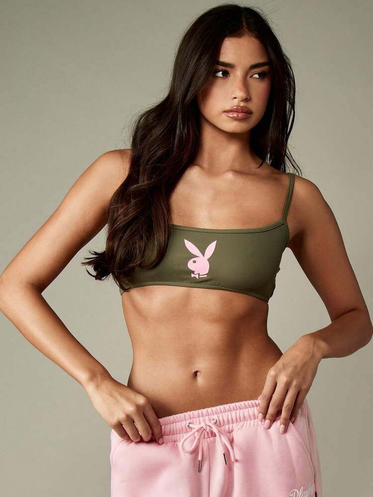 Missguided x Playboy レーサーバックデザインのスクープネックブラレットタンクトップ