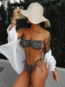 SAYEHFBABY 2025 Leopard Print Two-Piece Bikini, Flounced Trim Summer - Multicolor - View 5