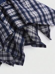 ROMWE Grunge Punk Women's Y2K Patchwork Denim & Plaid Super Low Waist Mini Skirt - Multicolor - View 3