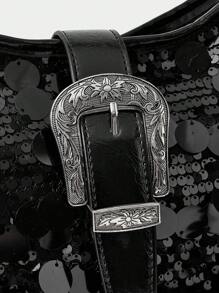 MOTF PREMIUM PU 皮革流苏细节单肩包 - 黑色 - 查看 6