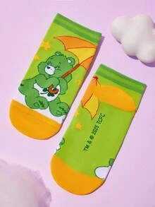 SHEIN X Care Bears 5 双柔软透气吸湿排汗休闲短袜，时尚可爱，彩色短袜，加固脚趾和脚跟，经久耐用，男女通用，四季百搭，夏冬 - 彩色 - 查看 12
